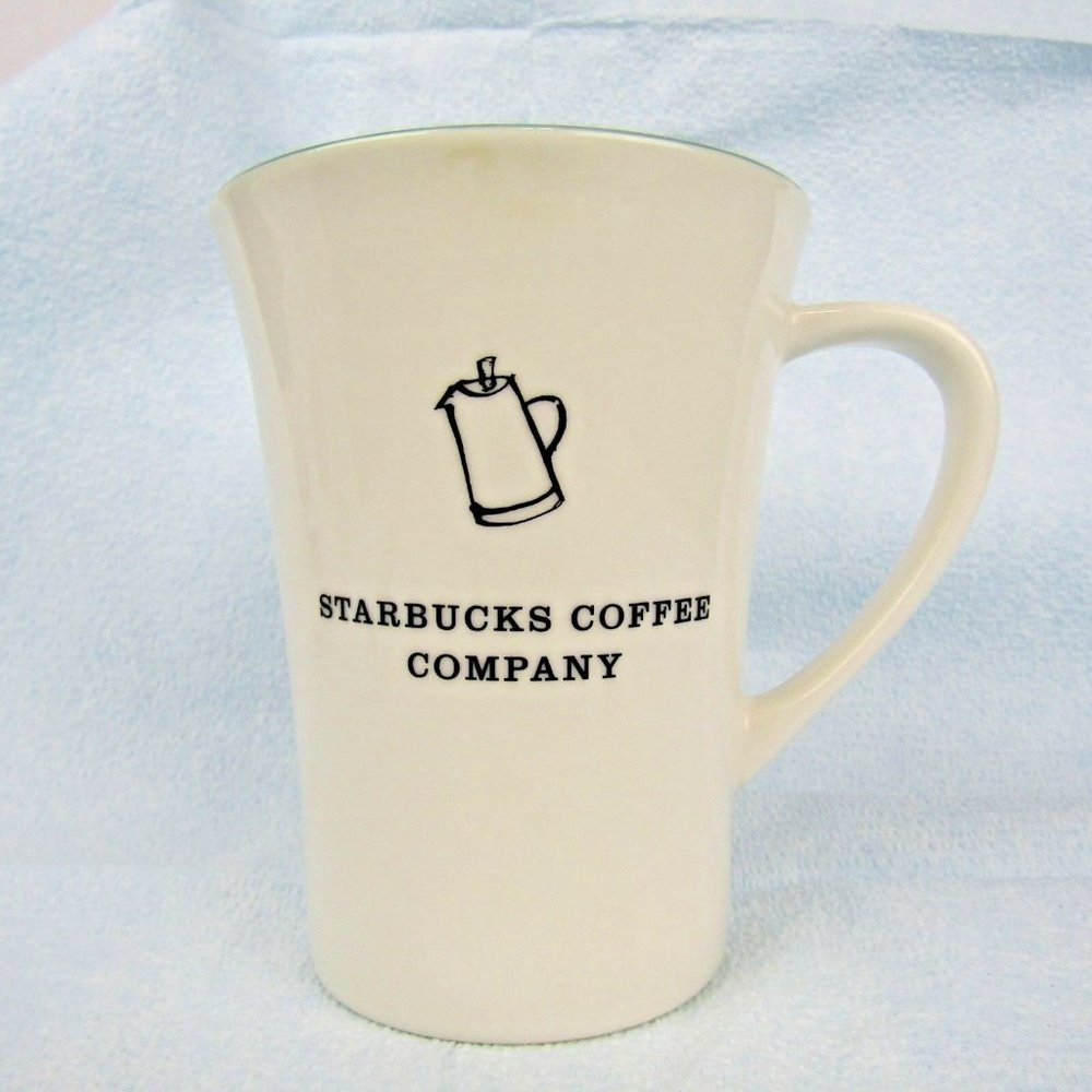 Starbucks Mug Coffee Company 2006 White Teal Teapot Logo